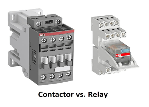 Pictures comparing a contactor and a relay